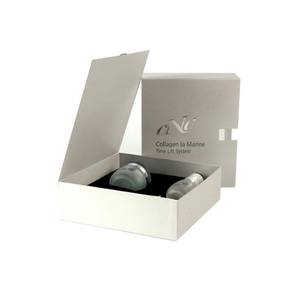 Face cream silver foil packaging with magnet closed